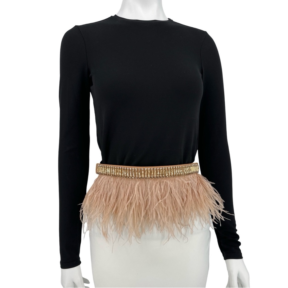 Gorgeous BcbgMaxAzria Bare Pink Combination Feather Belt